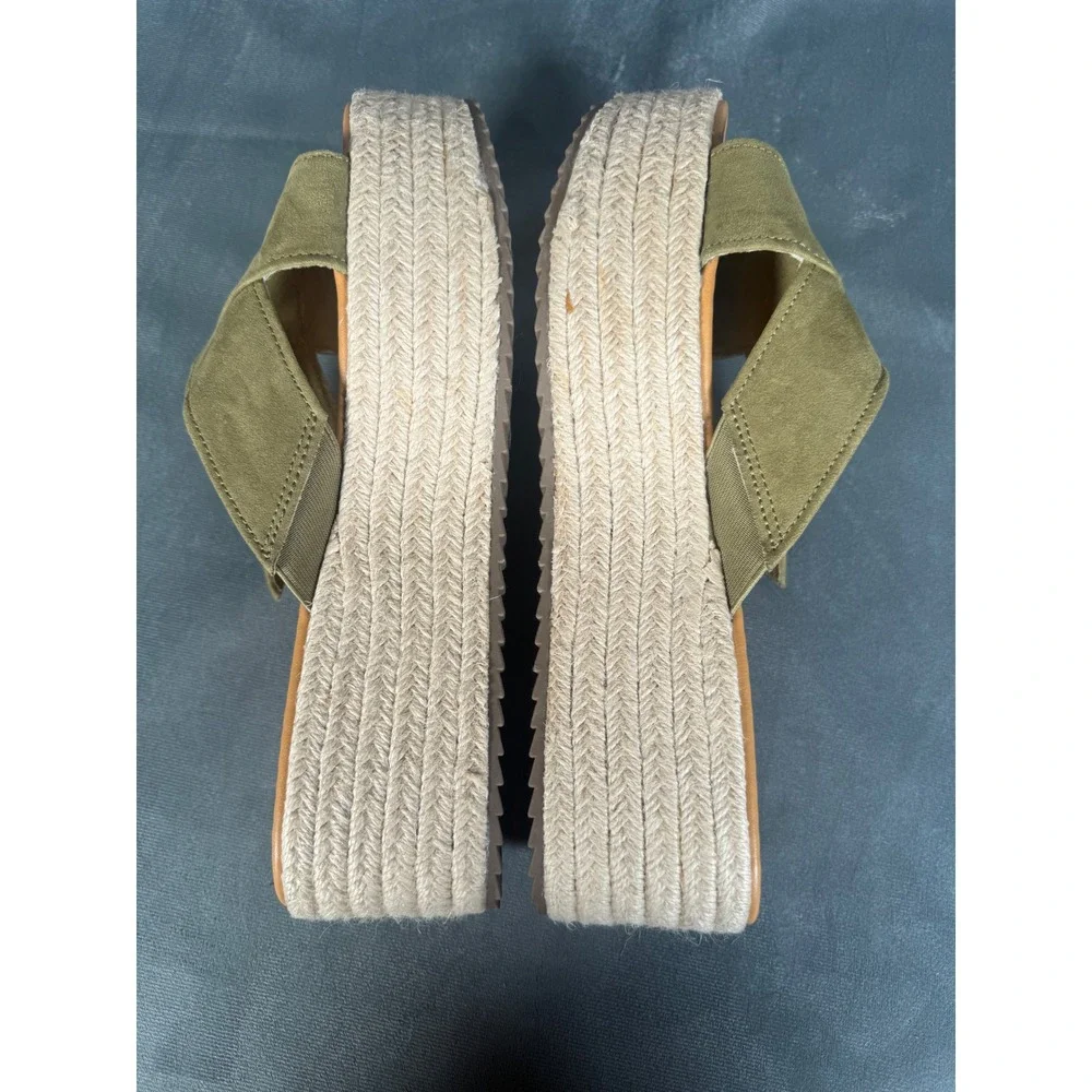 American Eagle Olive Sz 10 Espadrille Platform Sandals Tortoise Buckle‎ New